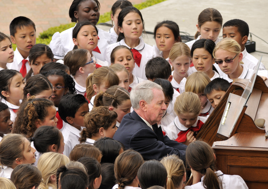 Jared Jacobsen with members of San Diego Children's Choir
