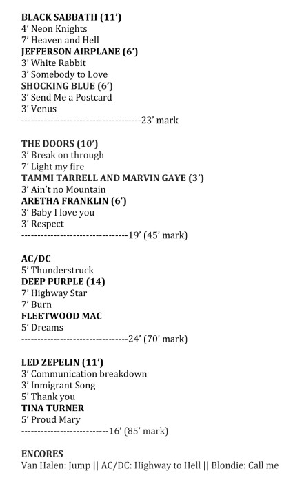 _x3 Set list for April 19 Earth Day 2024